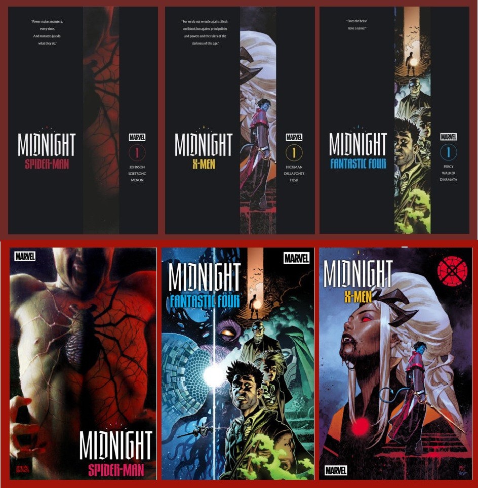 MARVEL MIDNIGHT #1 SPIDER-MAN X-MEN FANTASTIC FOUR 1st & 2nd print set (6) NM