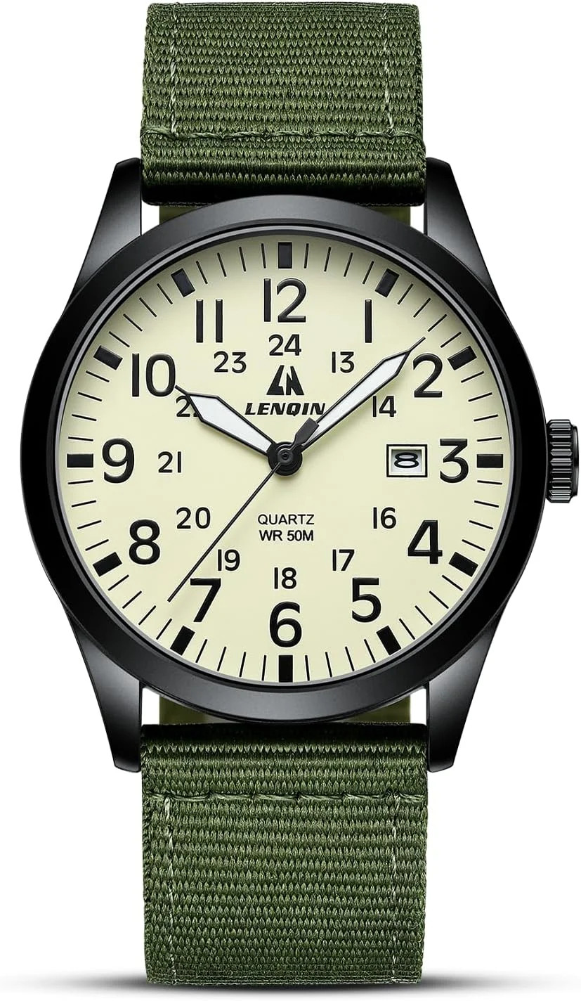 DAD'S Day Gift, Military Sport Nylon Strap Stylish for Men Waterproof Army