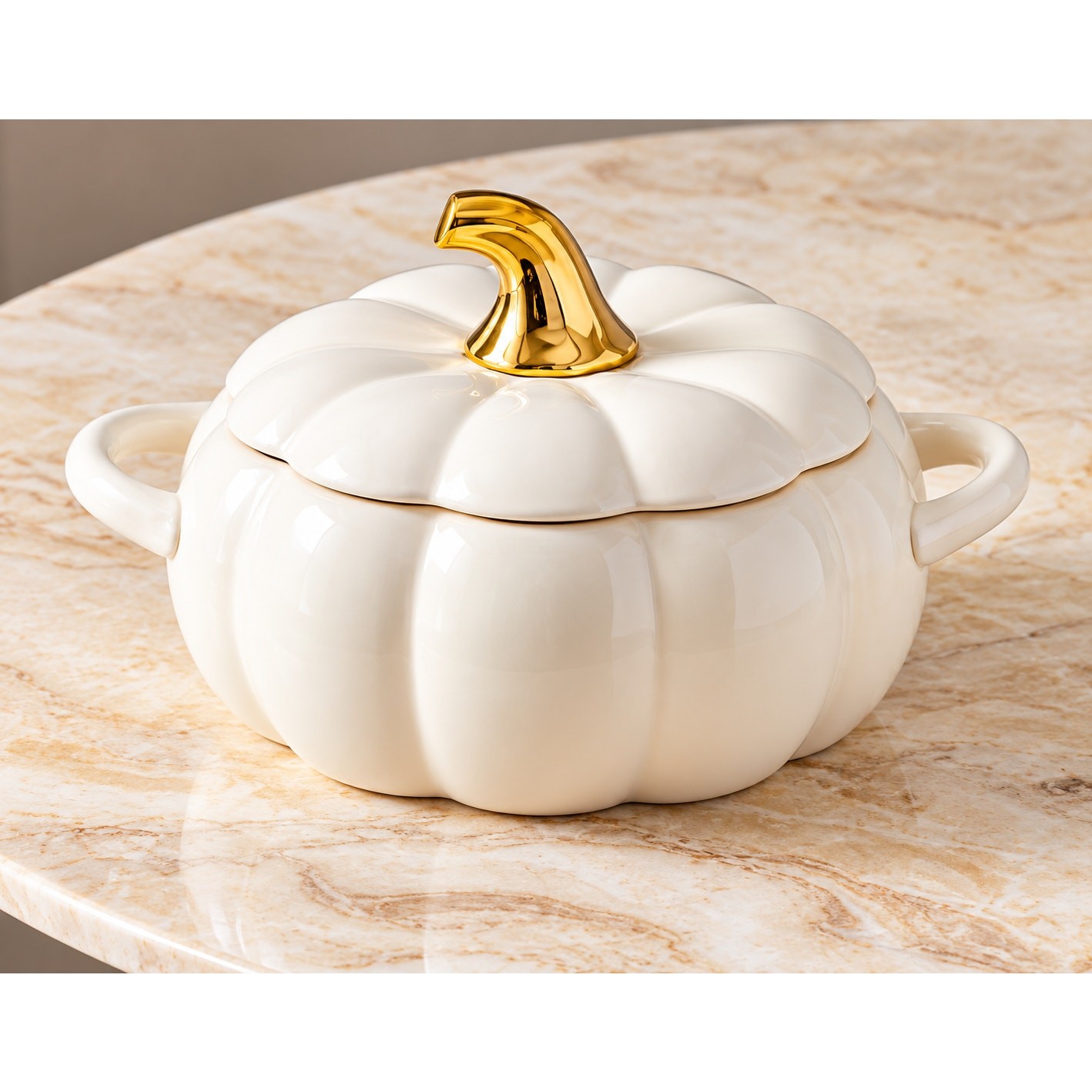 Pfaltzgraff White Pumpkin Casserole 2 Qt NIB | Fall Cottagecore Harvest Elegance