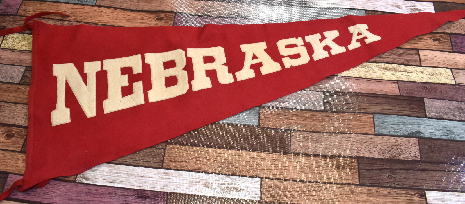 Vintage University of Nebraska 39 Inch Felt Sewn on Letters Souvenir Pennant
