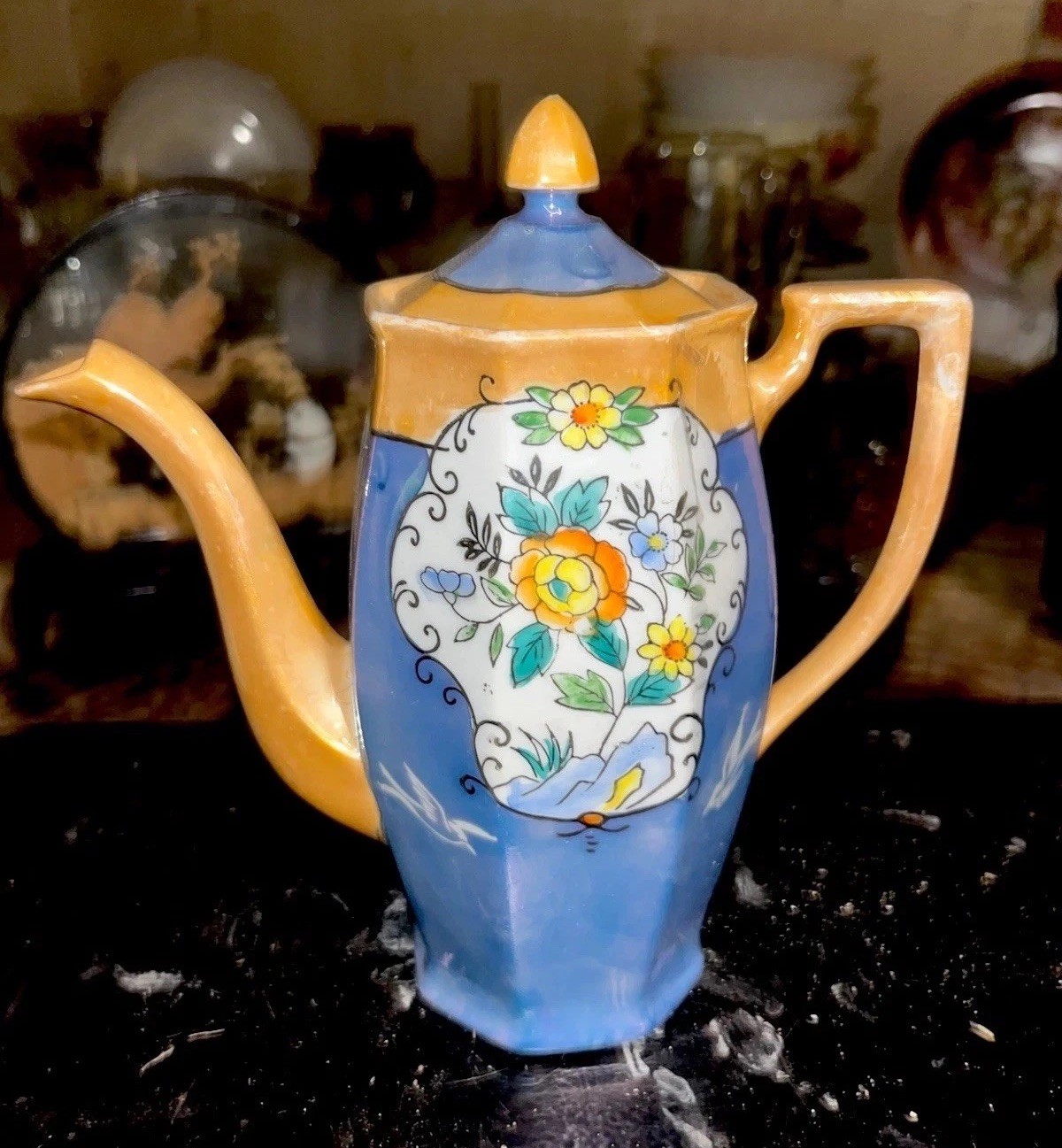Vintage Hand Painted Nippon Japanese Lusterware Chocolate Pot