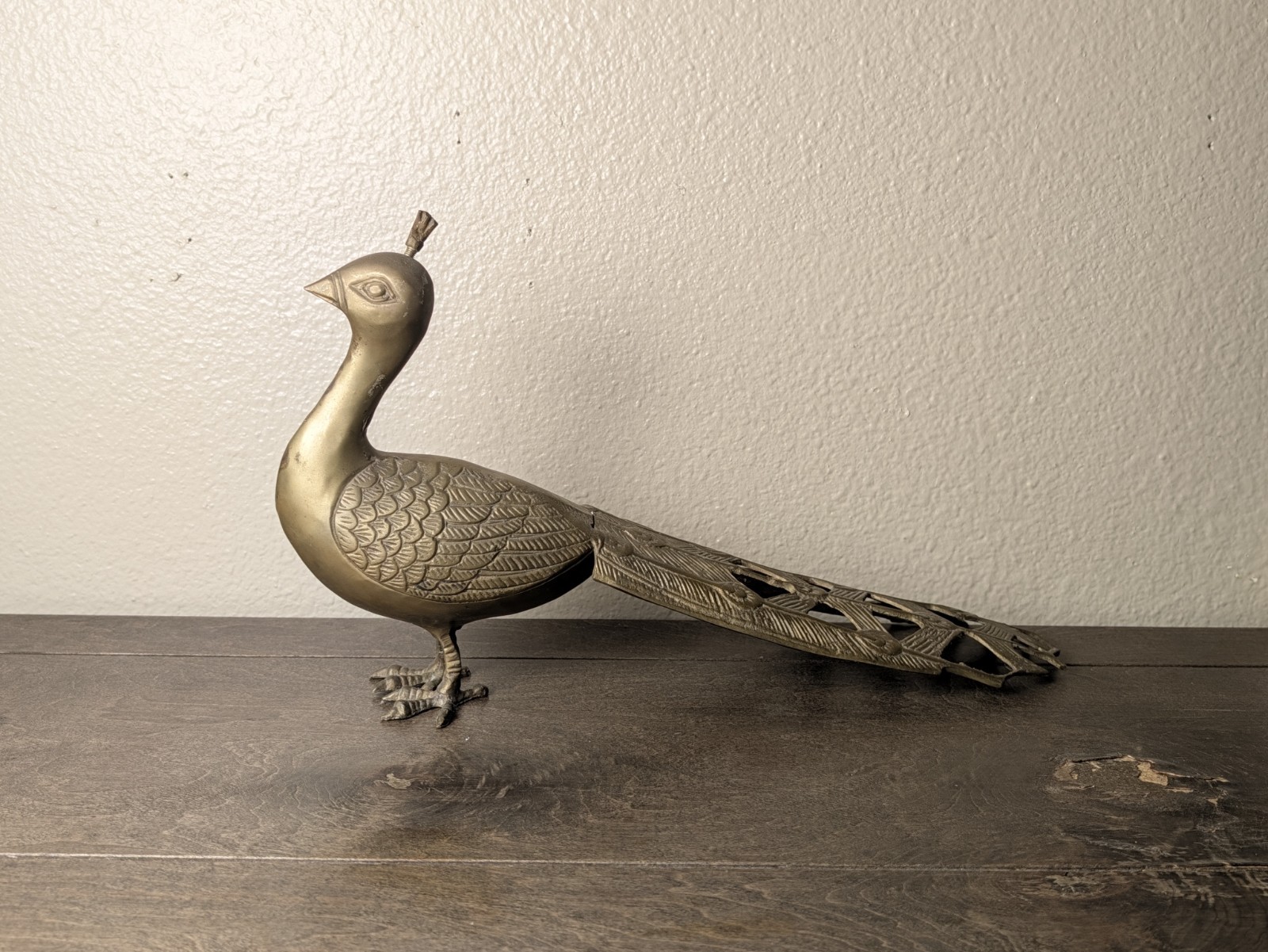 Vintage Brass Peacock Large ~15 inches MCM Sculpture Figurine