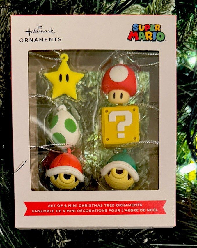 2026 6ct Super Mario Brothers Character Hallmark Christmas Tree Ornaments w Box
