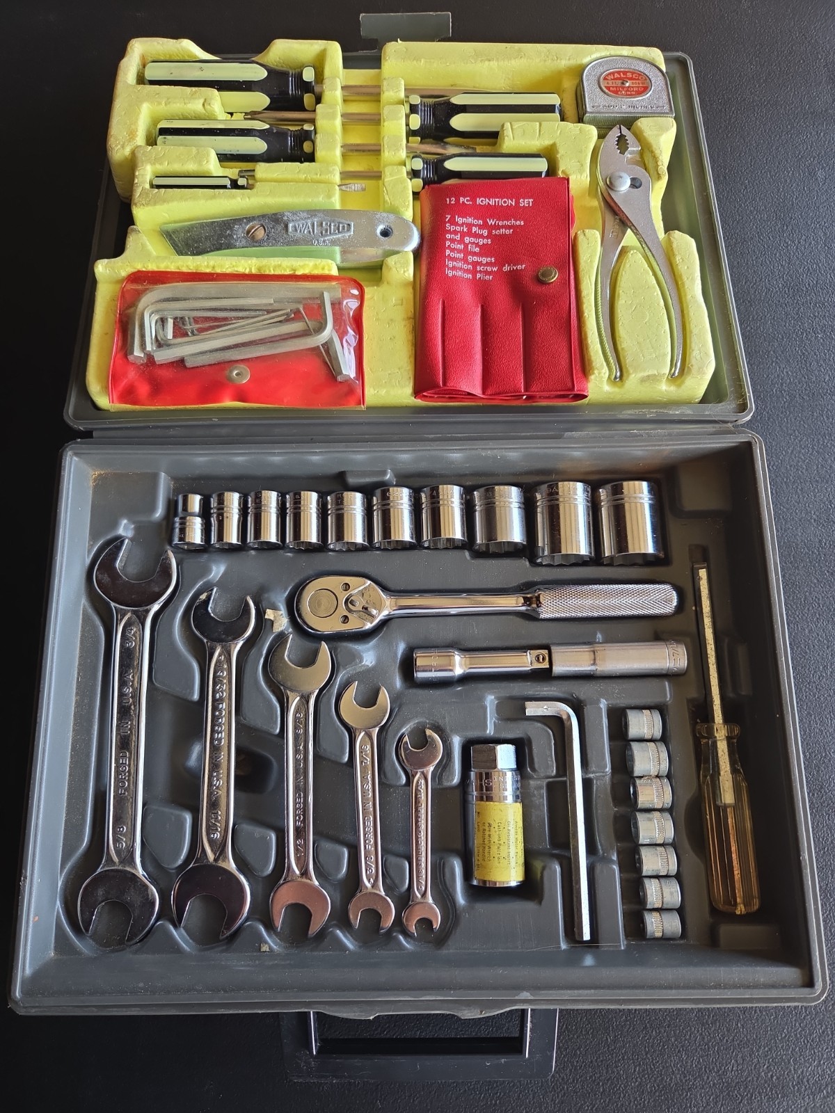 COMPLETE Vintage 60 Piece Indestro Socket Wrench & Tool Set USA INL-87 MADE USA COMPLETE Vintage 60 Piece Indestro Socket Wrench & Tool Set USA INL-87 MADE USA