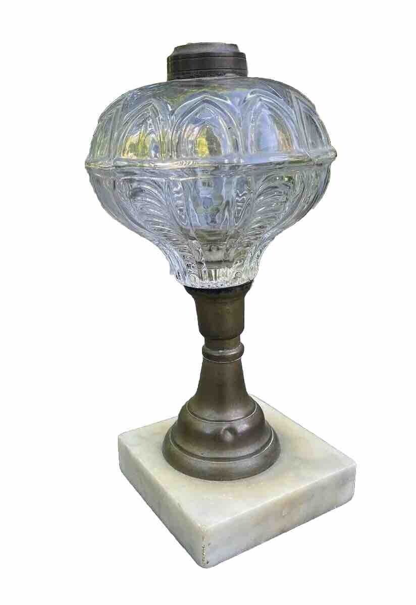 Antique EAPG Pressed Glass & Marble Kero / Oil Lamp Base