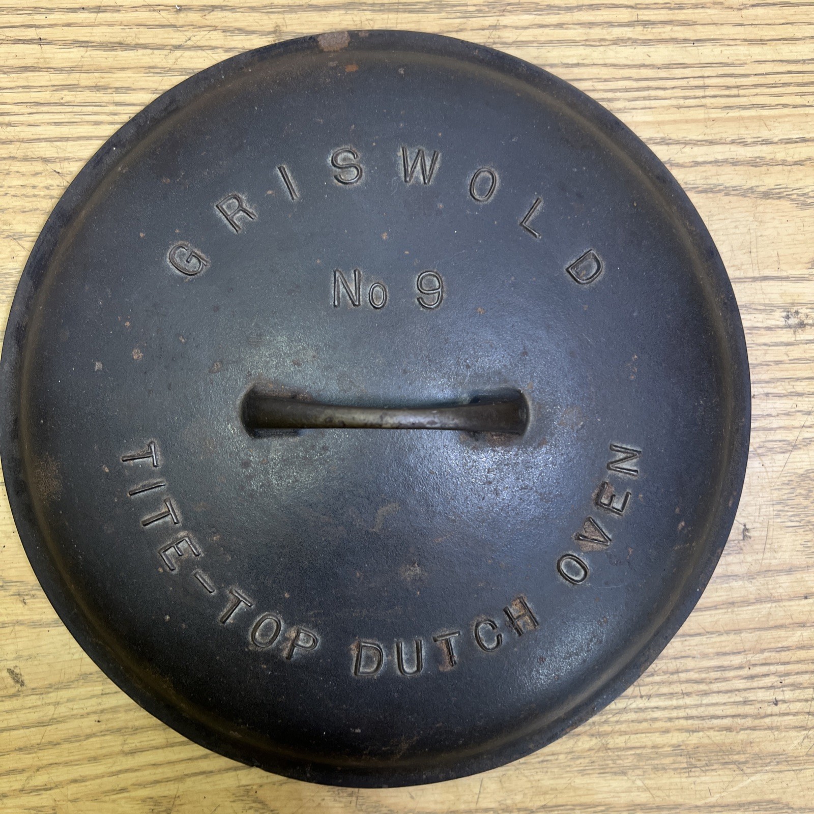 Vtg Griswold No 9 Tite-Top Dutch Oven Cast Iron Lid Only Large Block Logo 2552