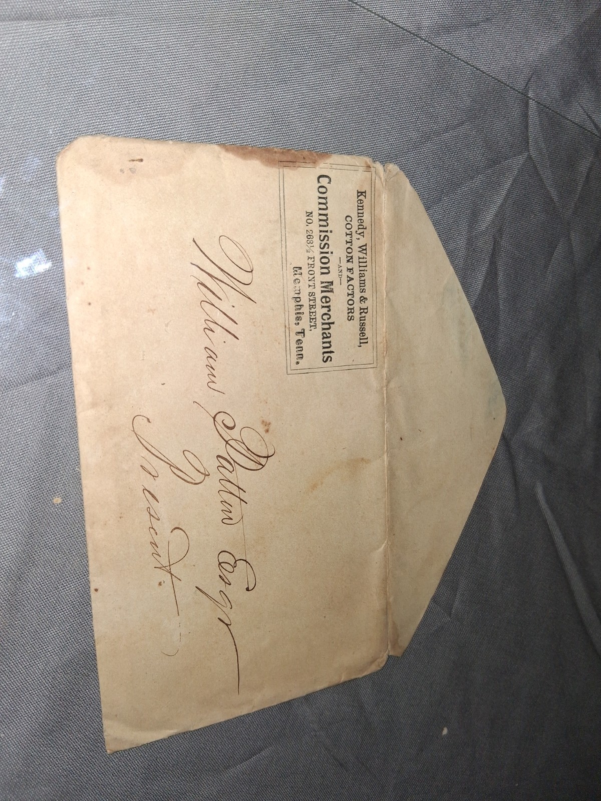 19th Century Memphis Tenn Cotton Factors Envelope Kennedy Williams Russell...