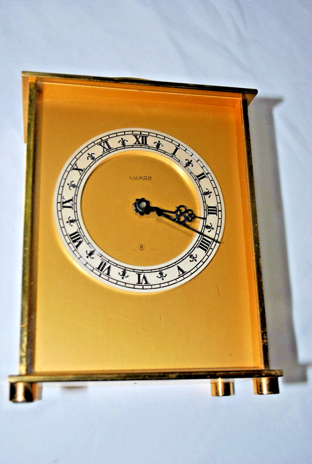 LUXOR STUNNING VINTAGE SWISS 8 DAY DESK CLOCK WORKING READ LUXOR STUNNING VINTAGE SWISS 8 DAY DESK CLOCK WORKING READ