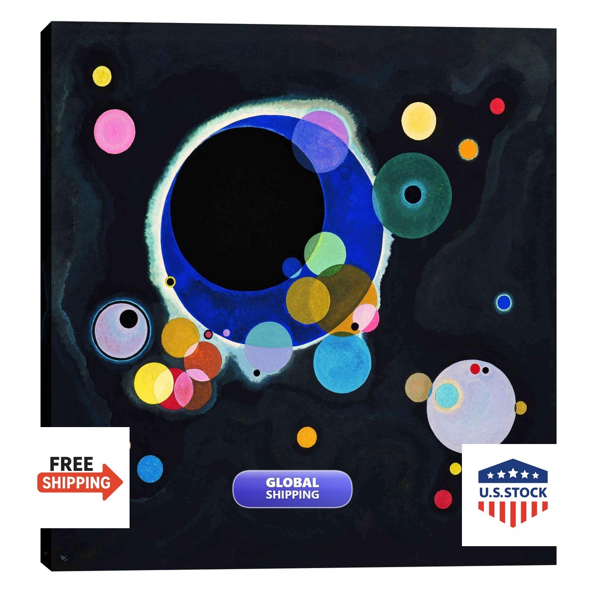 Epic Graffiti \'Several Circles\' by Wassily Kandinsky Canvas Wall Art 12x12