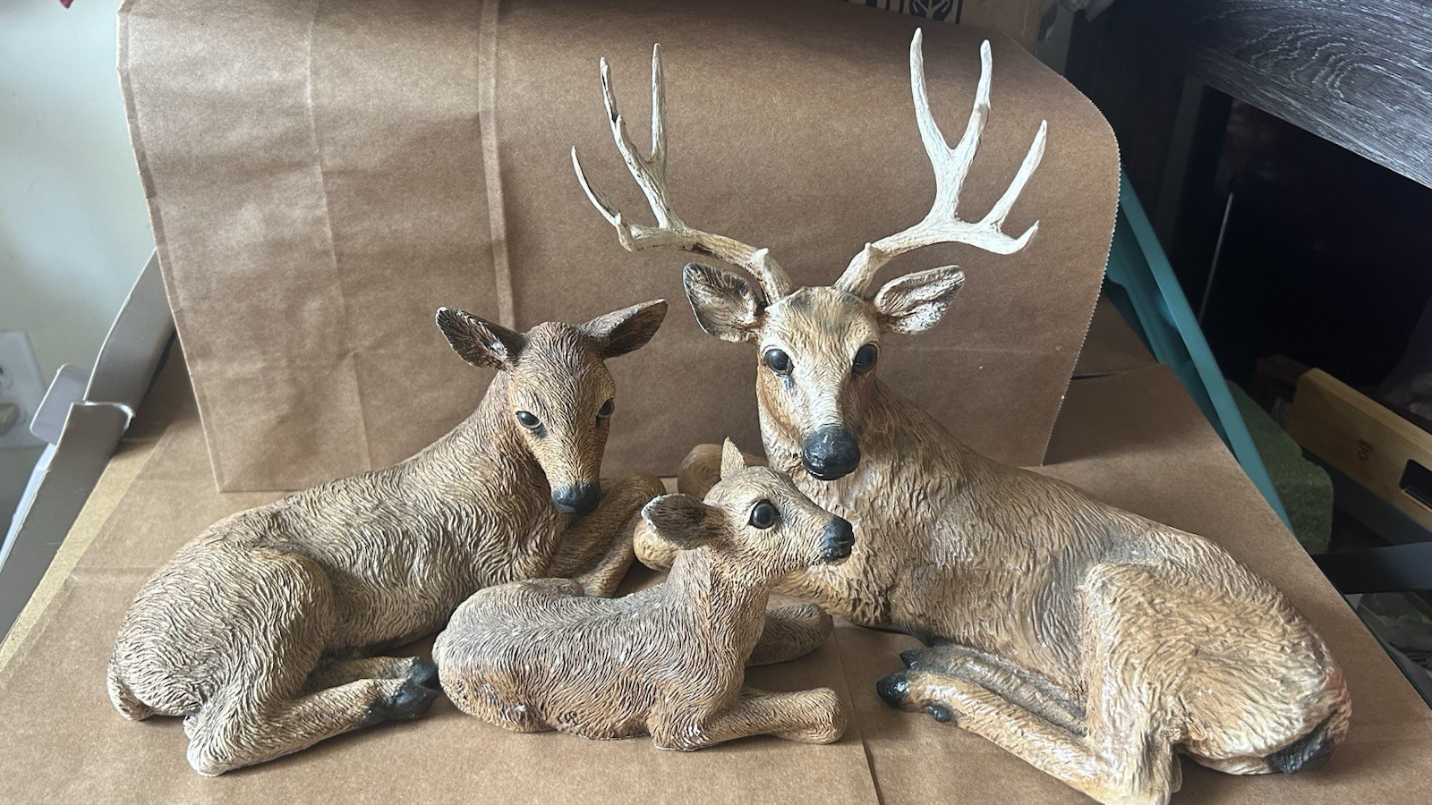 Vintage Homco Deer Family Y2K Buck Doe & Fawn Resin Farmhouse Decor Cottage Core