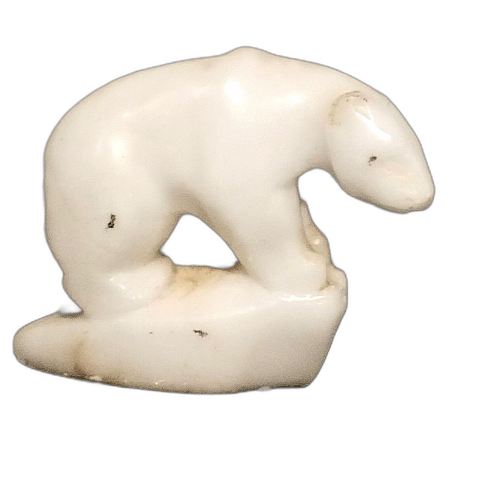 Hand Carved White Stone Polar Bear Figurine 2.5