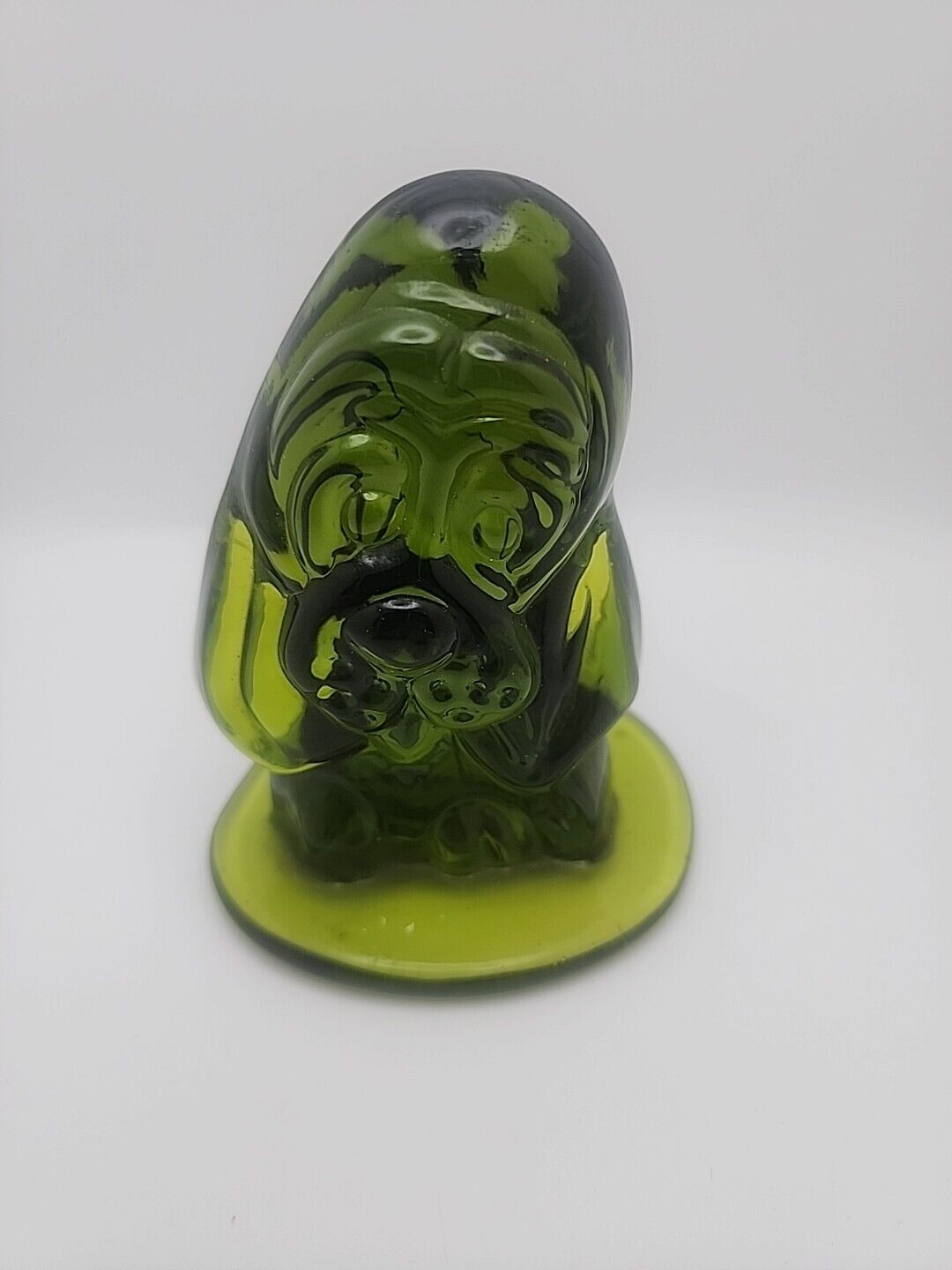Vintage Viking Glass Co. Mid Century Modern Nile Green Hound Dog Flow Mould