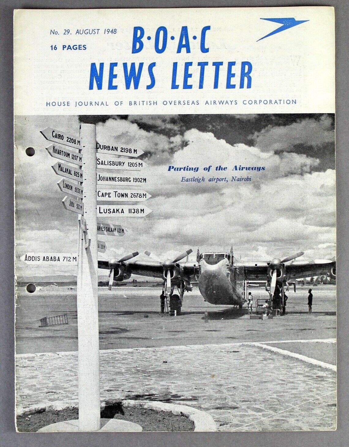BOAC NEWS LETTER AIRLINE STAFF MAGAZINE AUGUST 1948 EASTLEIGH NAIROBI AFRICA 