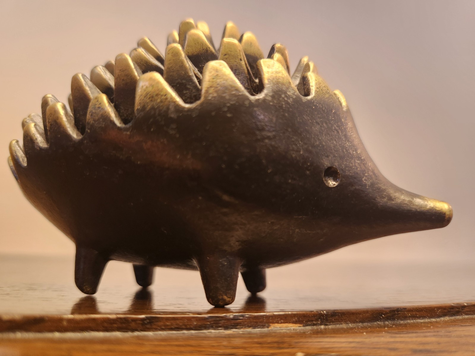 Walter Bosse Hedgehog Ashtray -Brass ORIGINAL 1950s Hertha Baller Austria -4.5\