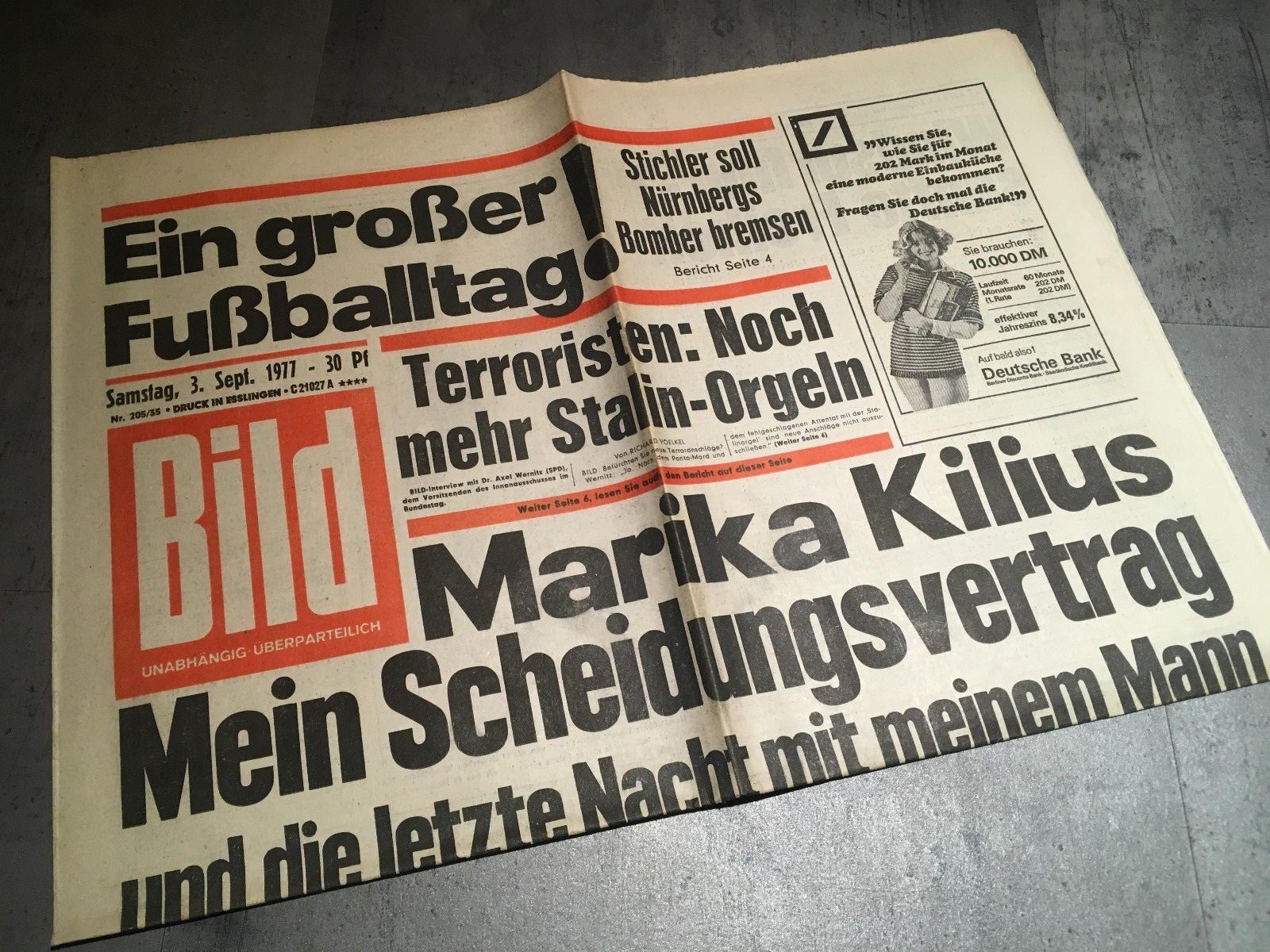 Bildzeitung 03.09.1977 September * 3.9.1977