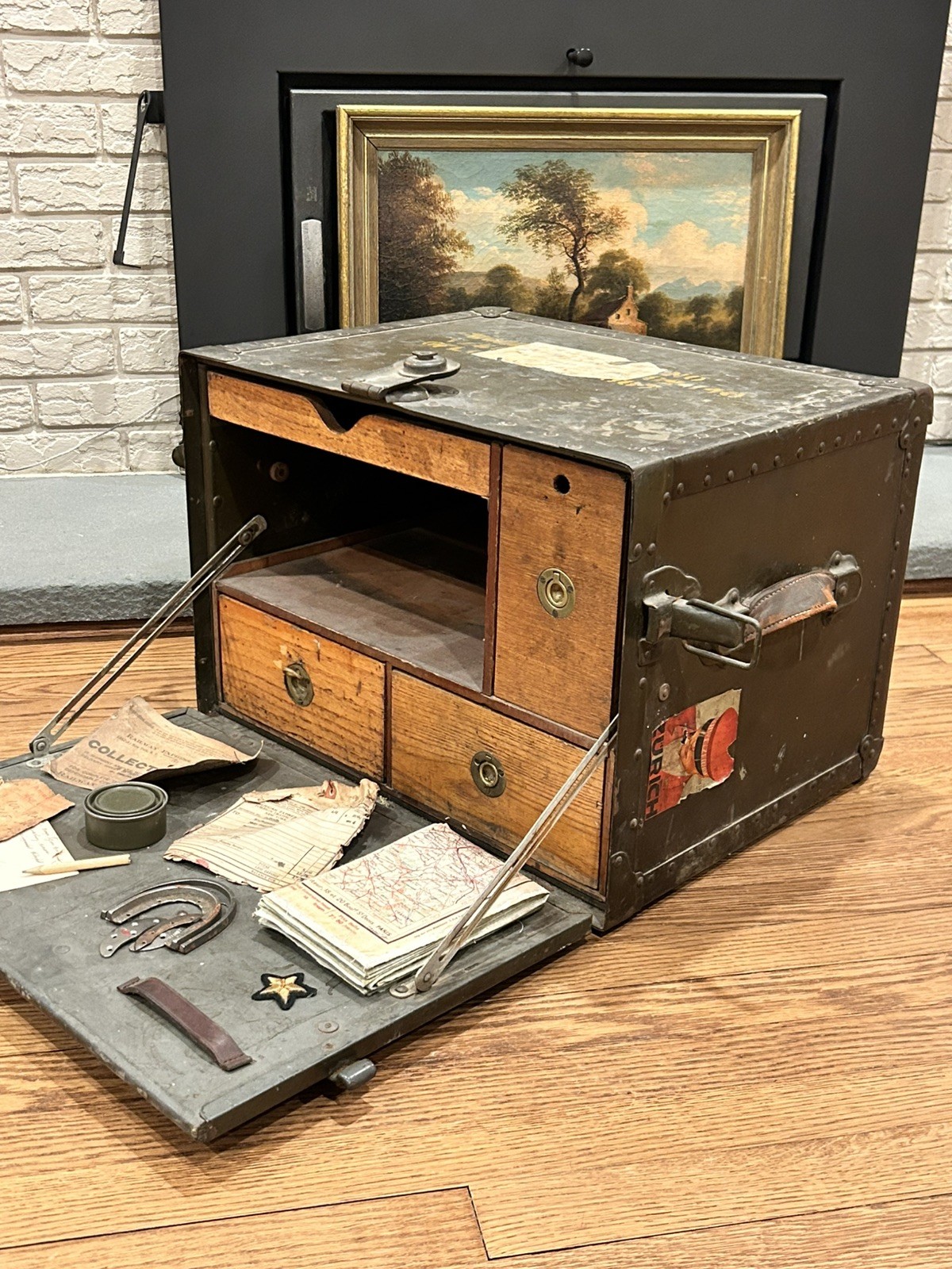 WW2 WWII 1940s ID'd US Army Field Officers Portable Campaign Desk w Documents WW2 WWII 1940s ID'd US Army Field Officers Portable Campaign Desk w Documents