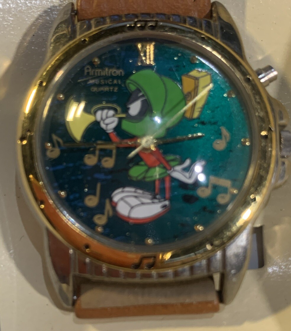 Armitron Marvin The Martian  Musical Watch 97/2200. Nos  Leather Band Q
