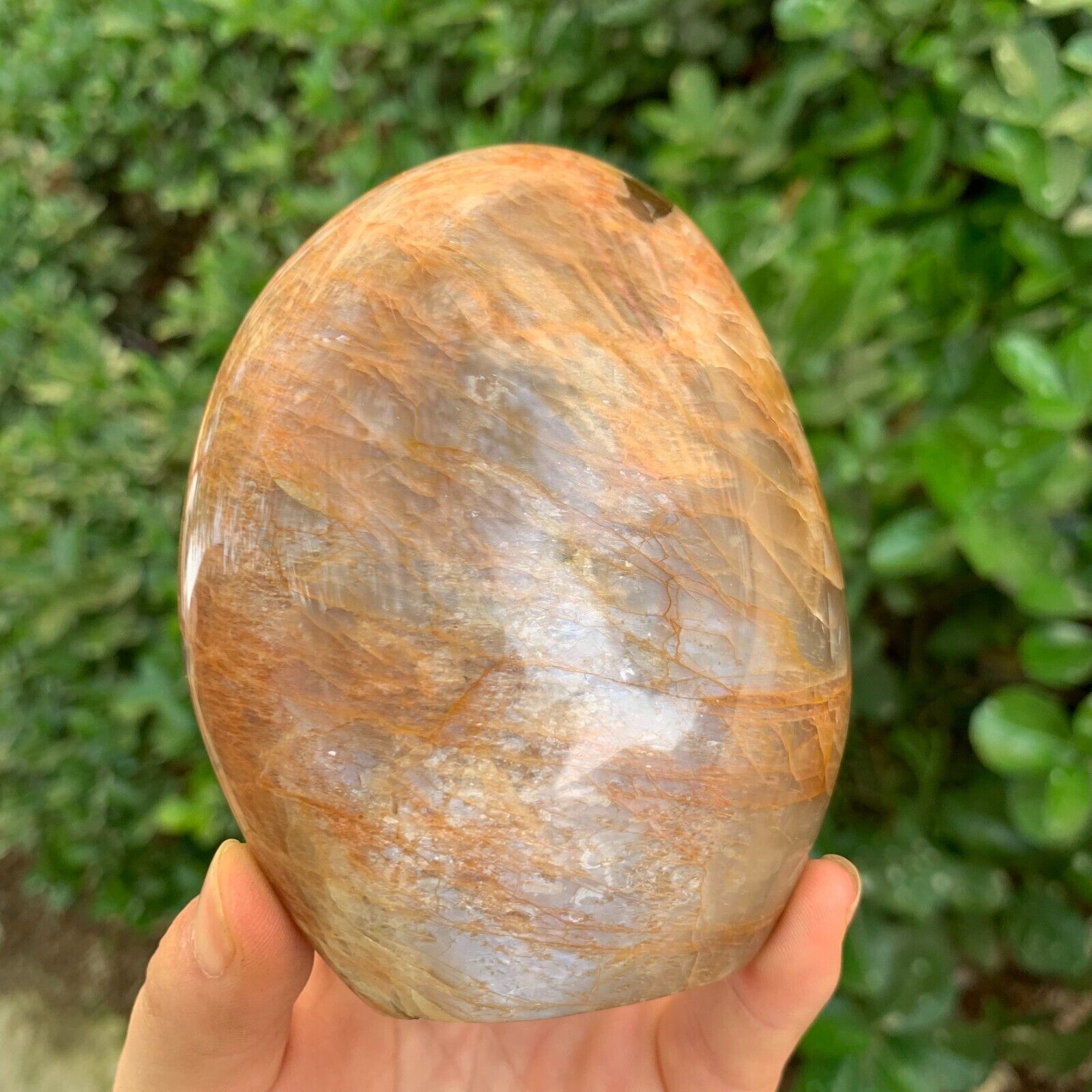 376g Natural Flashy Peach Moonstone Freeform Crystal Quartz Specimen Healing