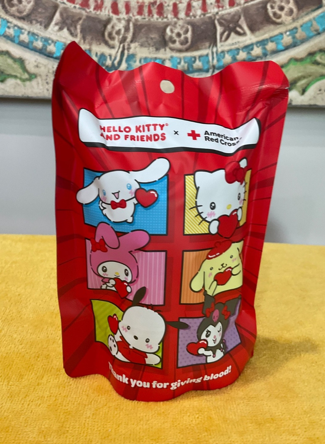 Hello Kitty American Red Cross Plush Mascot Clip & Surprise Sticker Pack SEALED