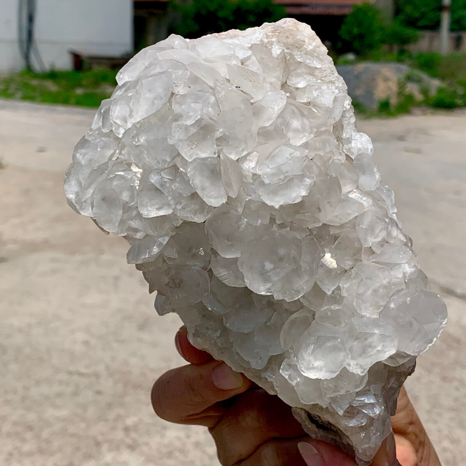 2.97LB Rare nature special cube Benz calcite quartz crystal specimen heal