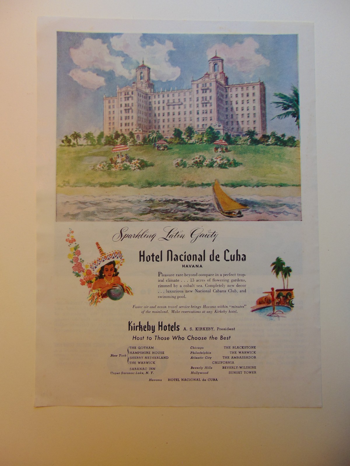 1946~Hotel Nacional de Cuba Havana~ vintage print ad