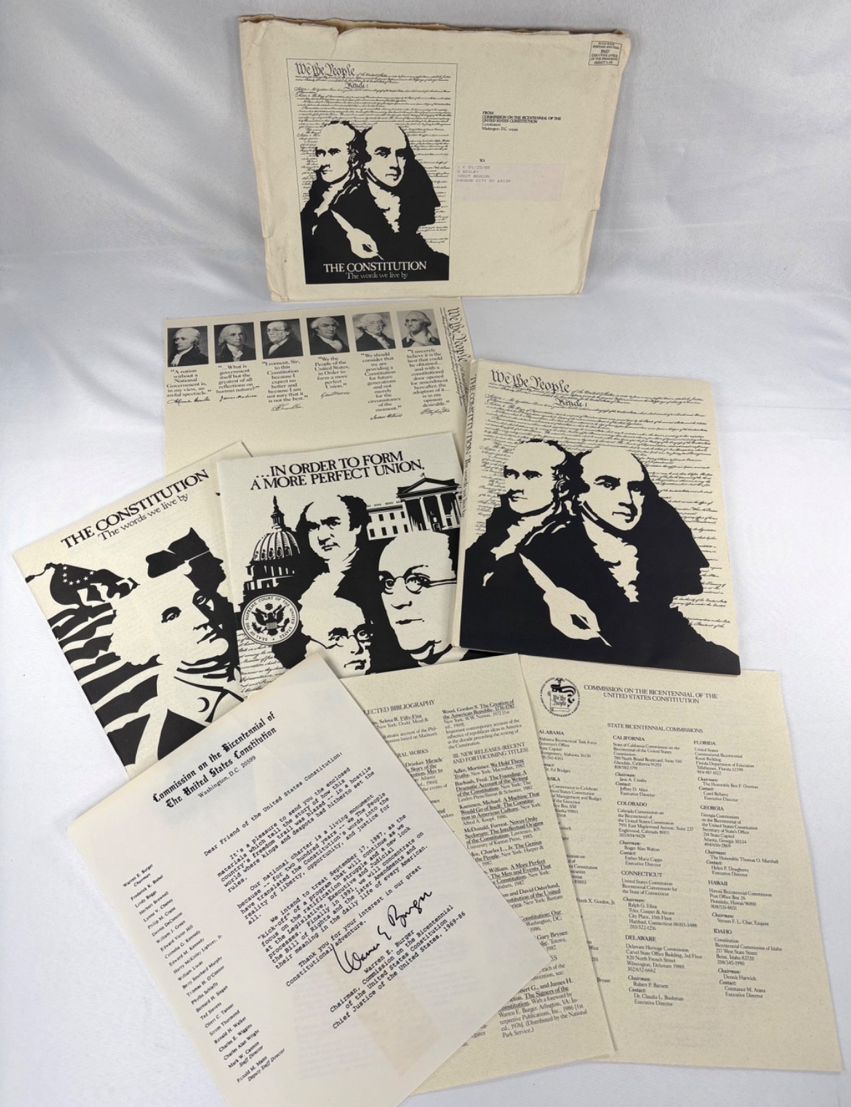 1987 US Constitution Bicentennial We The People Collection Packet Warren Burger