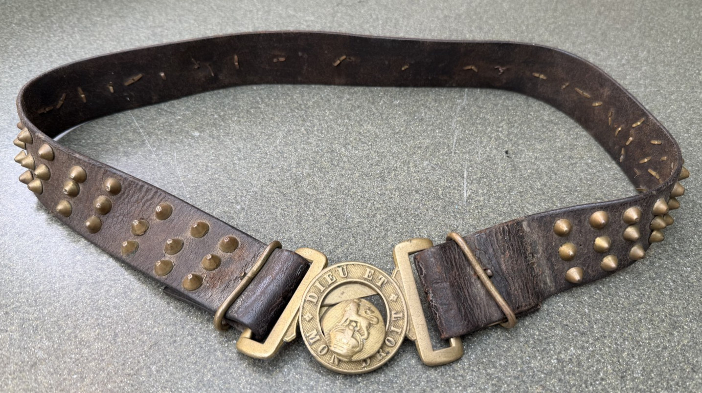 Cool Original Boer War leather studded Infantry Belt + Brass Buckle steam punk Cool Original Boer War leather studded Infantry Belt + Brass Buckle steam punk