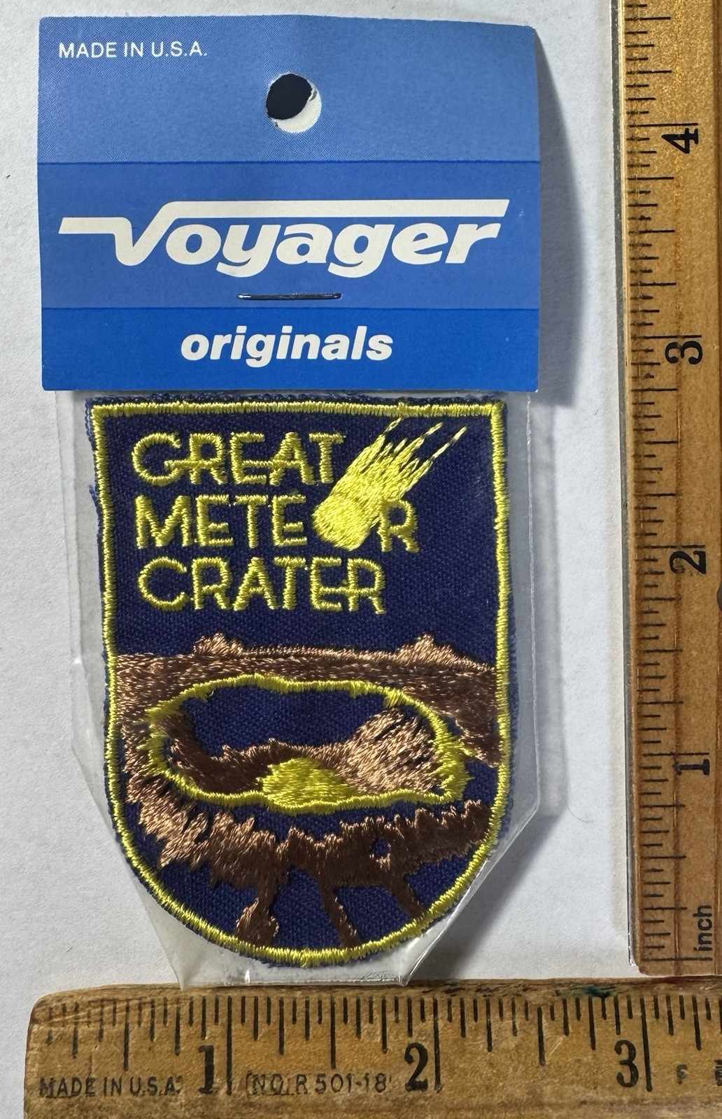 Vintage Great Meteor Crater Arizona Iron On Patch Voyager Travel Souvenir NIP