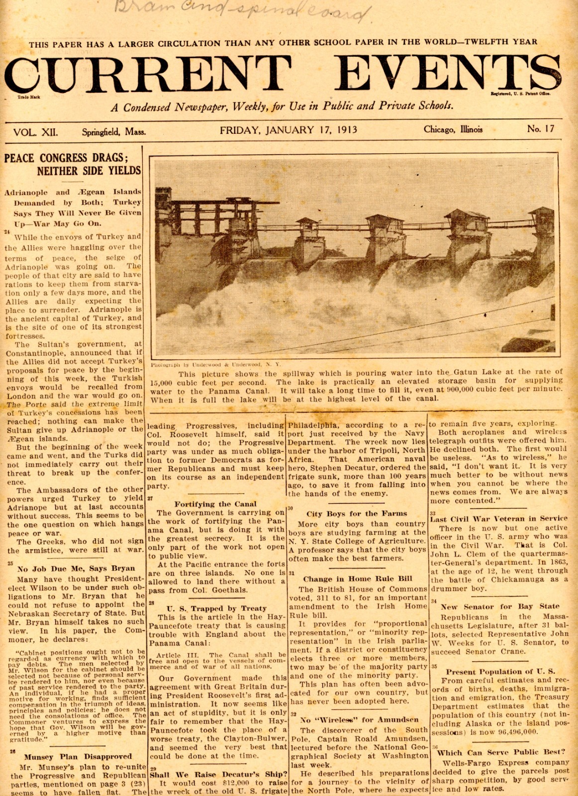 1913 Current Events Newspaper Peace Congress Impeachment Talking Pictures Edison