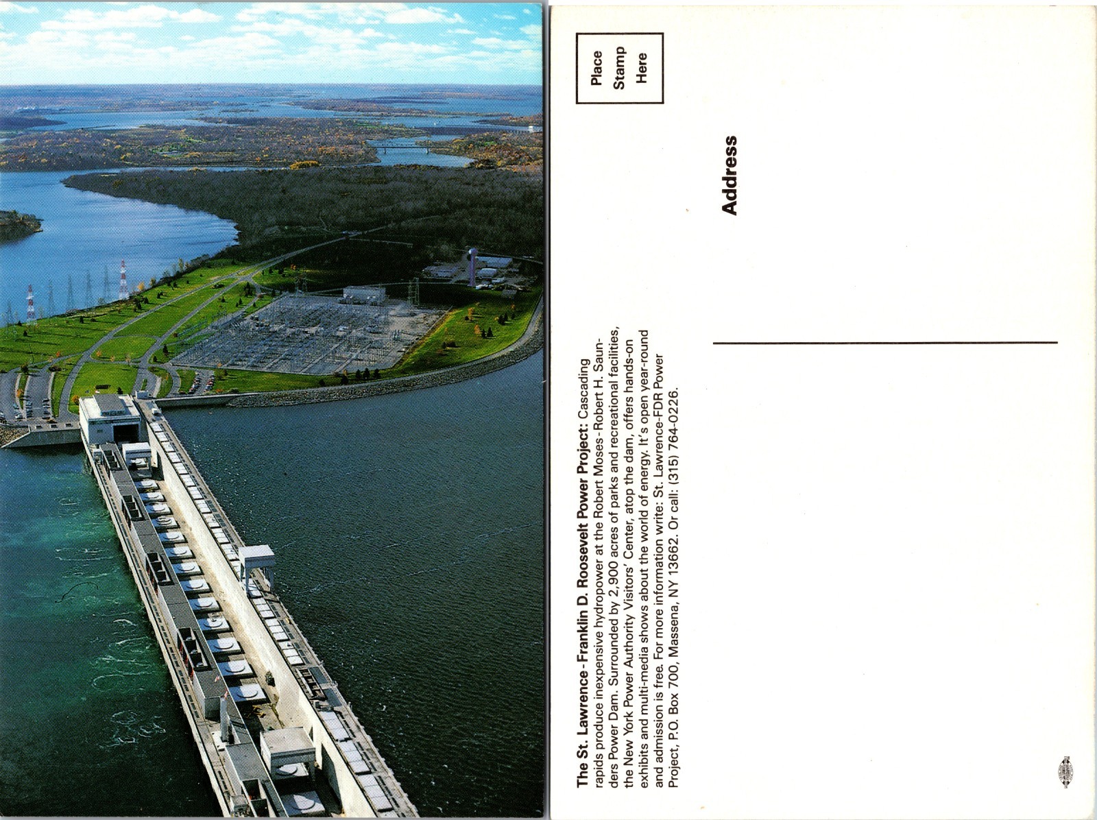 Continental St Lawrence Franklin D Roosevelt Power Project Postcard