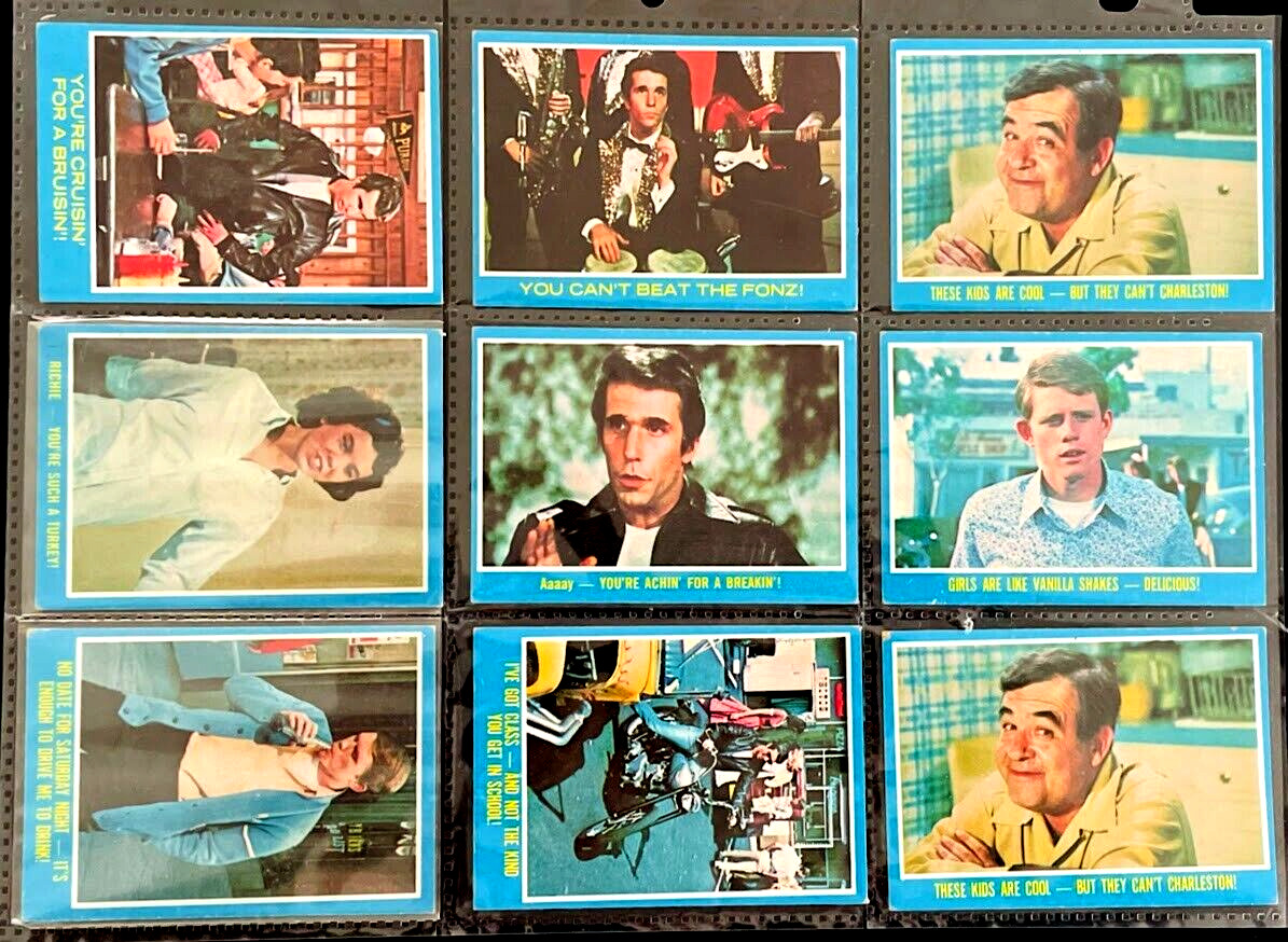 HAPPY DAYS 1976 TOPPS LOT OF 9 Photo CARDS Vintage Card HENRY WINKLER FONZY