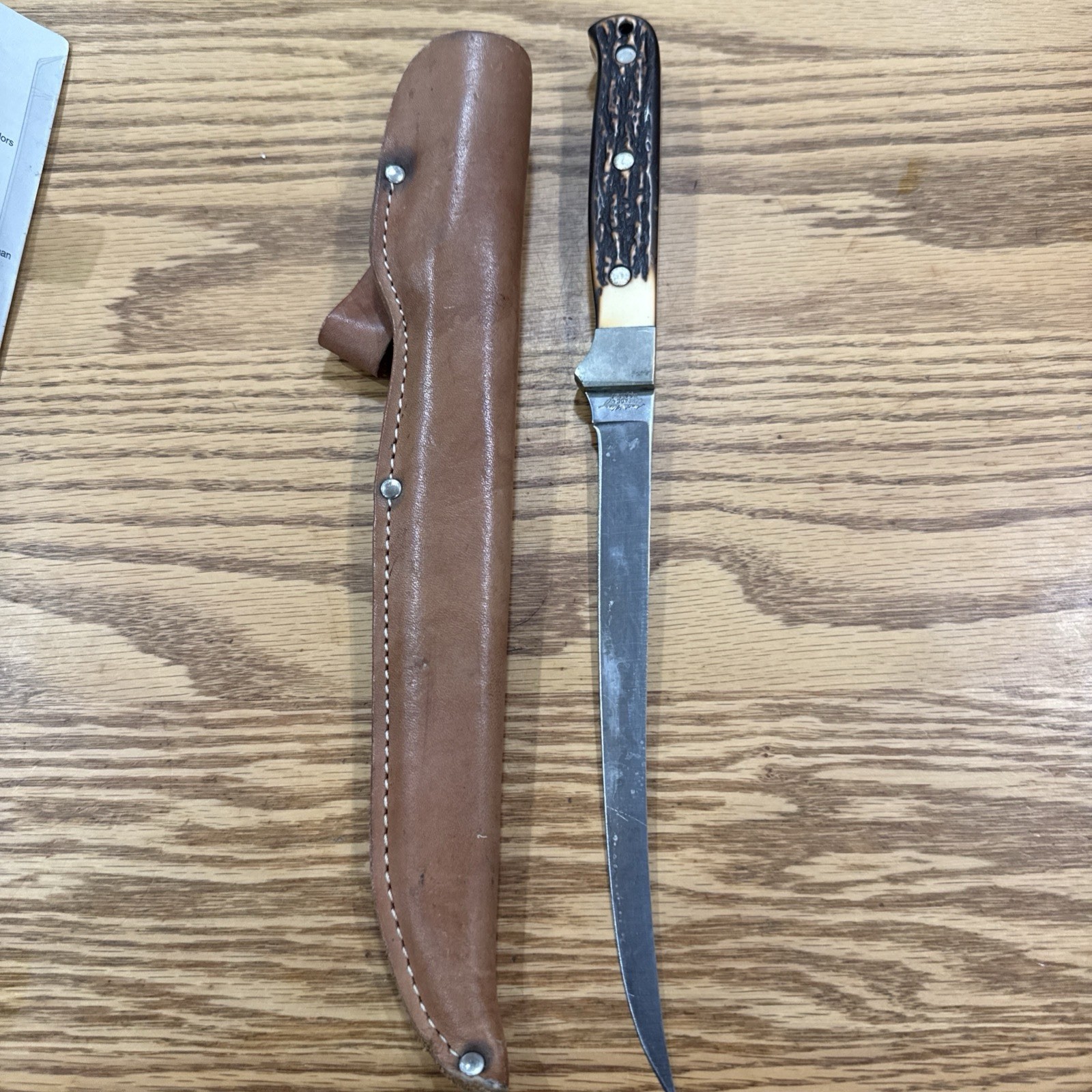 Schrade Uncle Henry 167UH Steelhead Fillet Knife w/ Original Leather Sheath USA