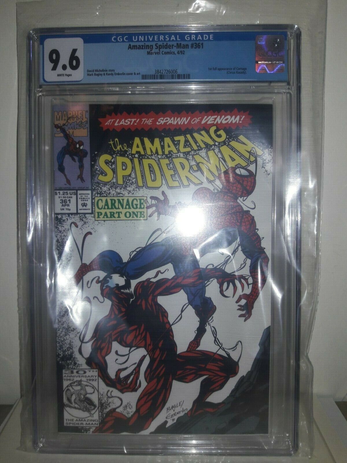 Amazing Spider-Man #361 CGC 9.6 White Pages 1st Appearance Carnage First Print🔥