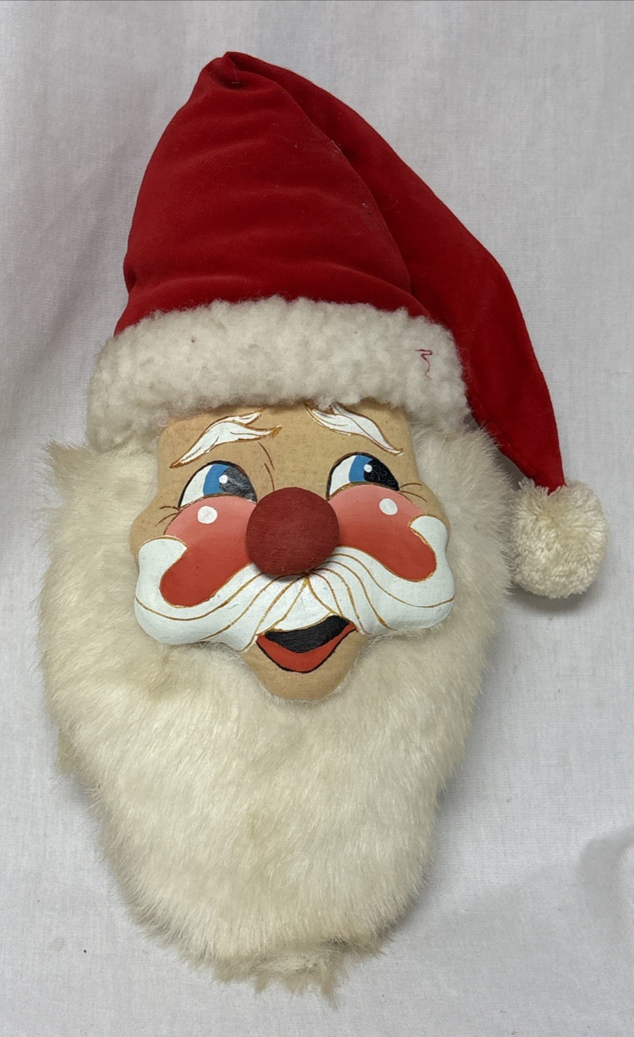 Vtg Retro Christmas Santa Clause Face Plush Painted Face 14\