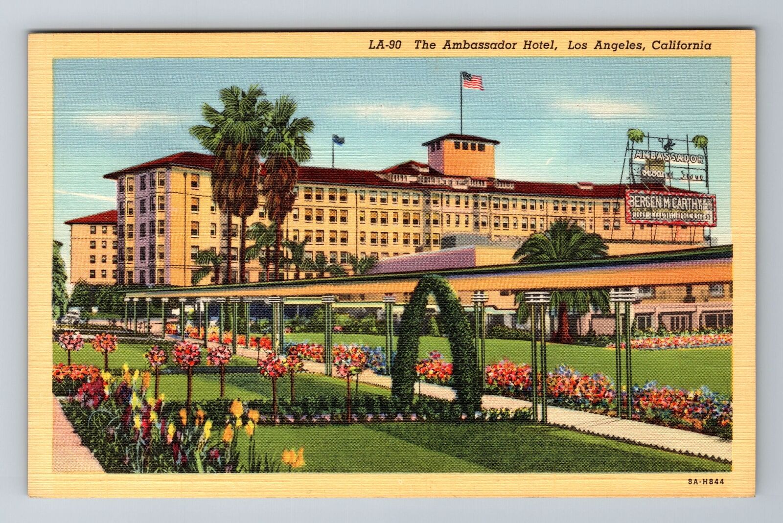 Los Angeles CA-California, The Ambassador Hotel, Advertising Vintage Postcard