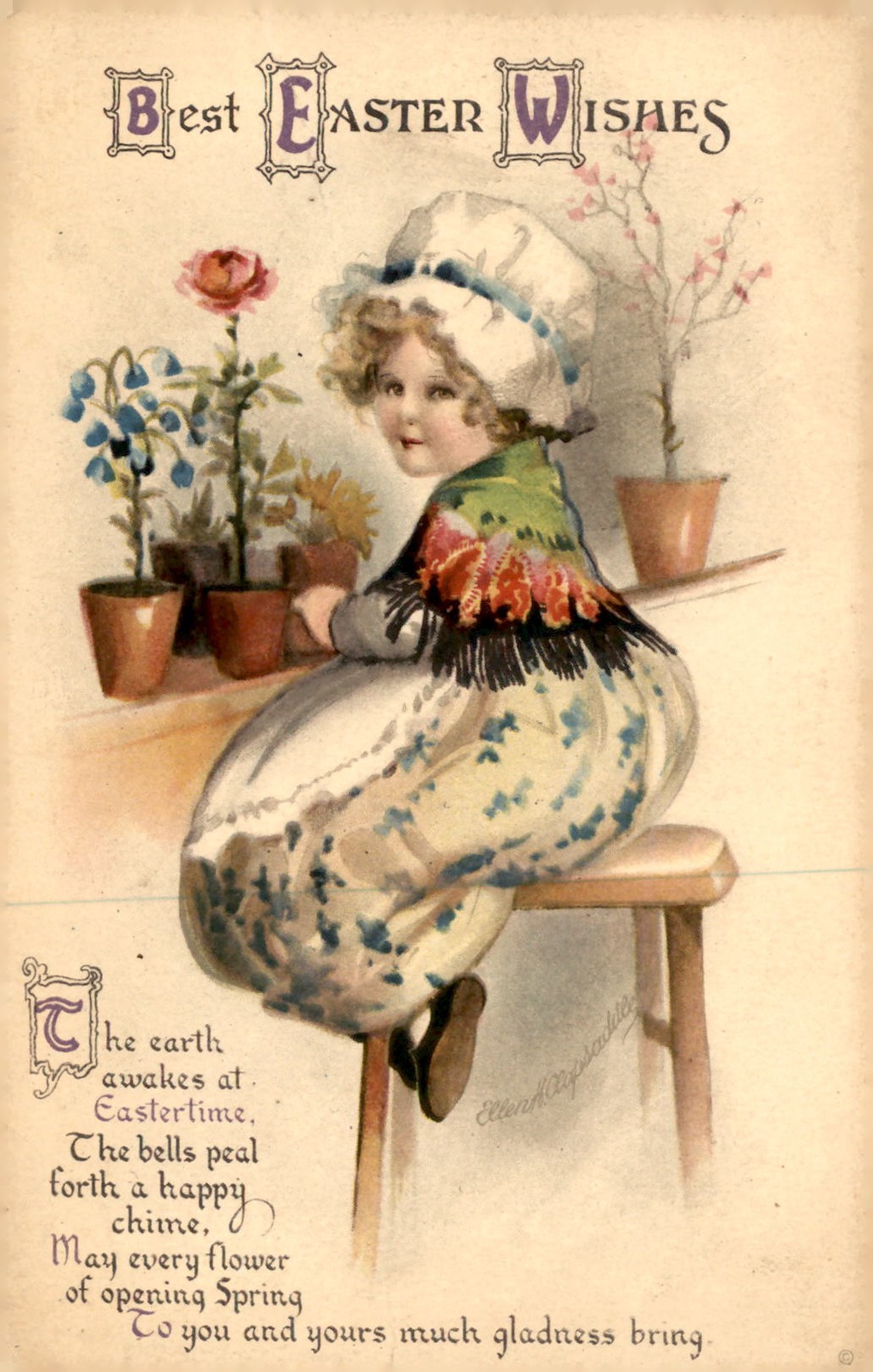 Easter Wishes, 1921, Lincoln, Nebraska Postcard Easter Wishes, 1921, Lincoln, Nebraska Postcard
