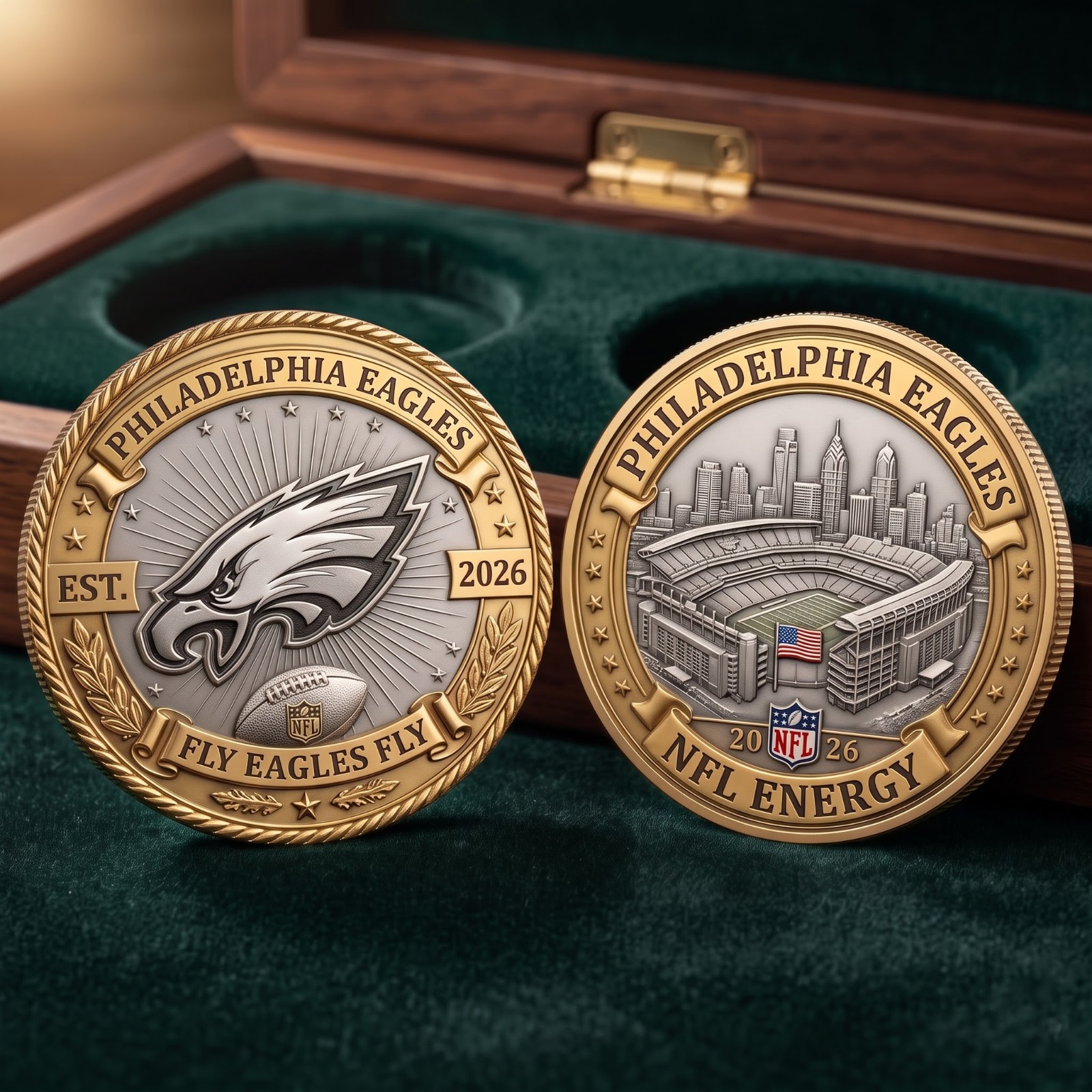 Philadelphia Eagles 2026 Commemorative Coin Fly Eagles Fly Fan Gift