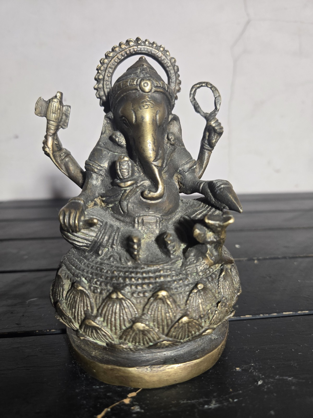 Brass Bronze Ganesh Ganesha Elephant Deity Heavy India 5.5