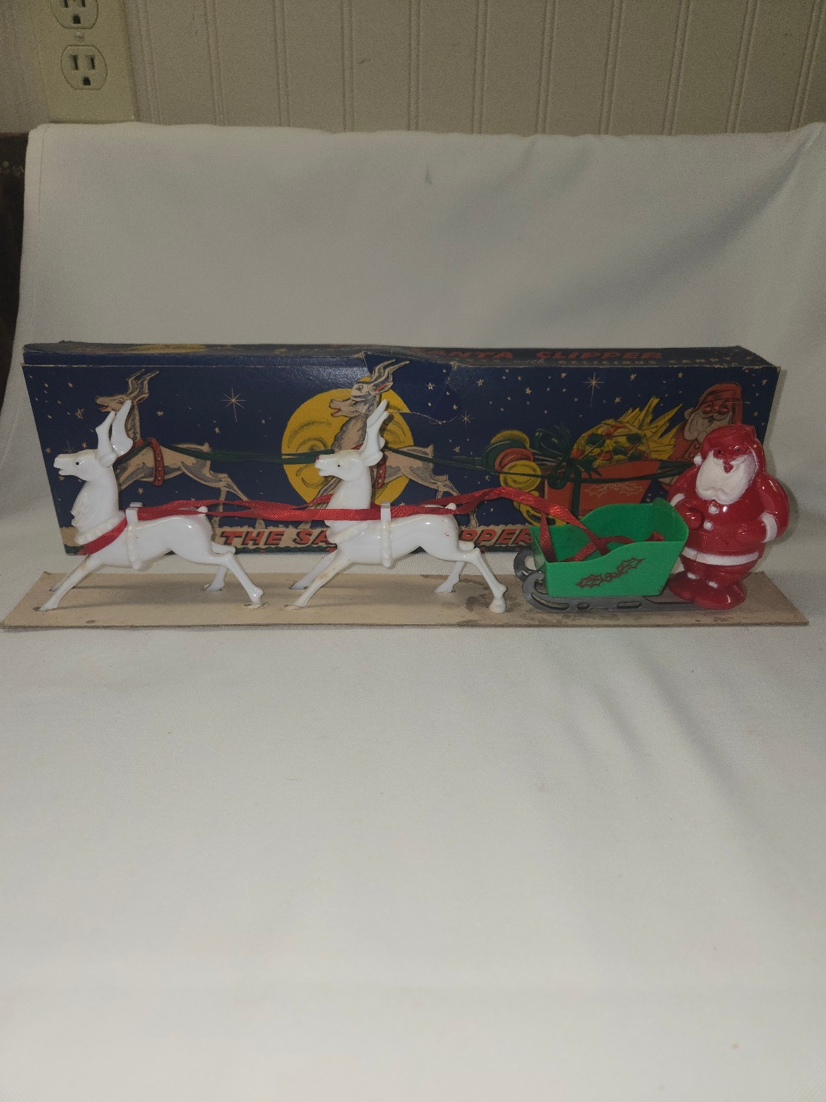 Vtg 1950s ROSBRO Rosen THE SANTA CLIPPER Sleigh Reindeer w/ Box 16