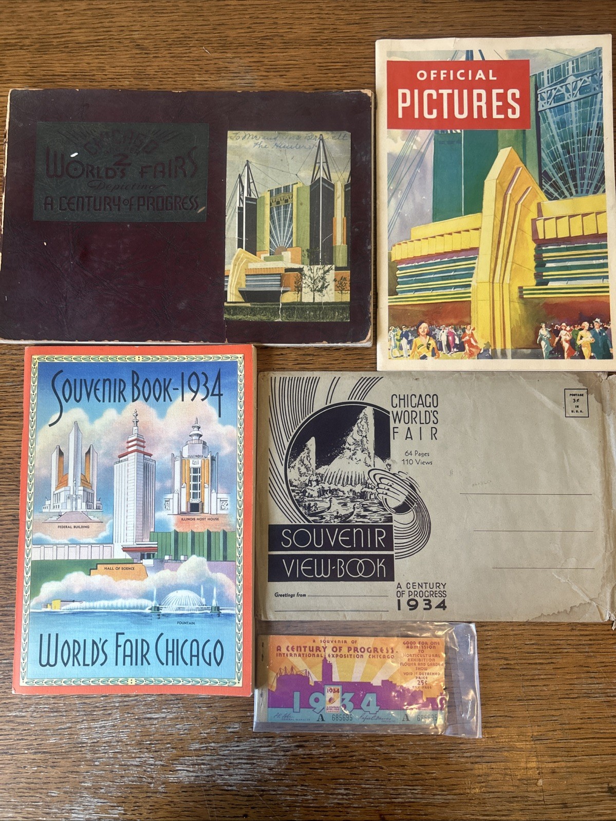 1934 Chicago World\'s Fair Century Progress Souvenir LOT Postcards  Booklets