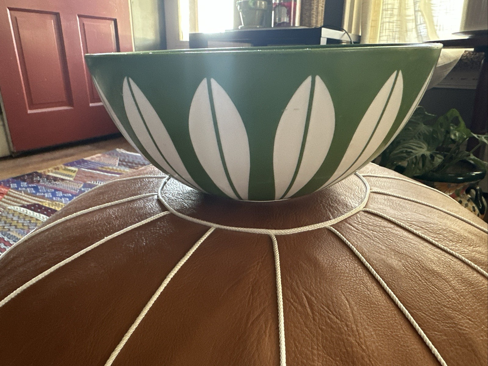 Vintage Deka Plastic Bowl Lotus Leaf White Green No. 604 Catherineholm