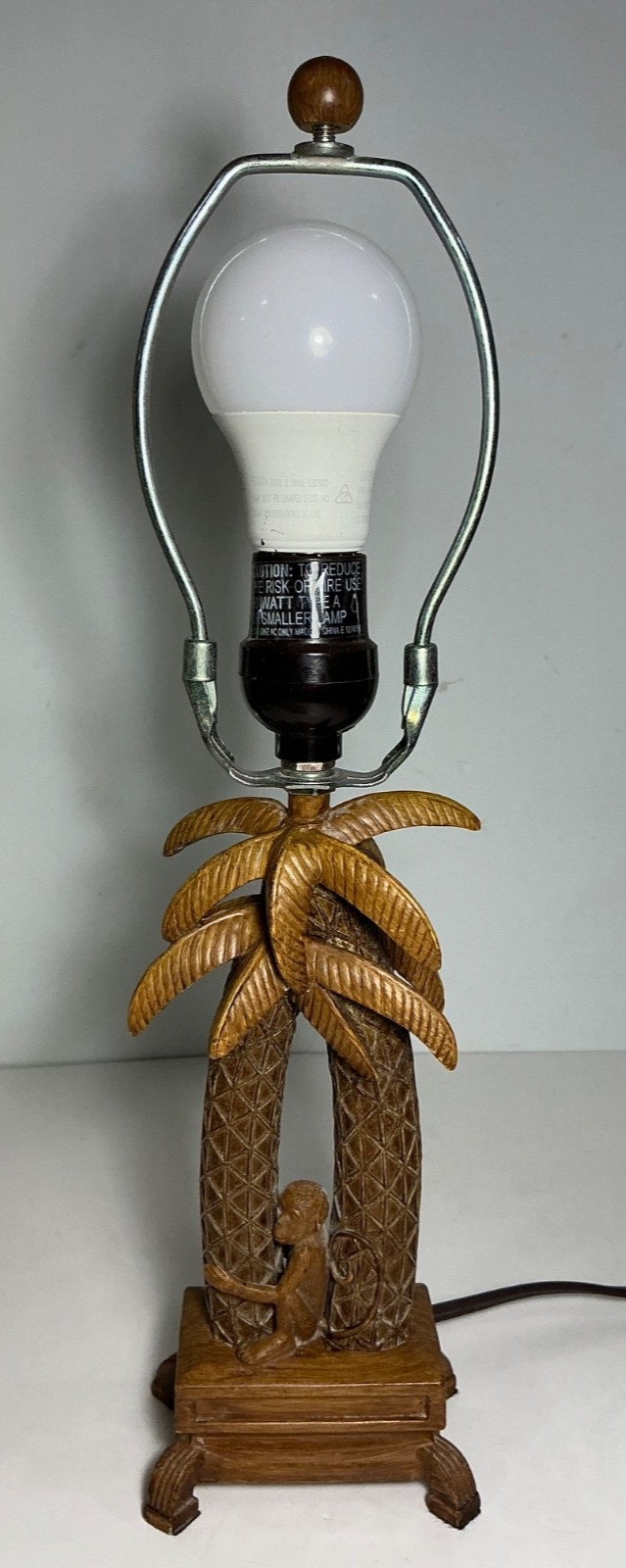 Vintage Cheyenne Monkey Double Palm Tree Resin Lamp 11 in.