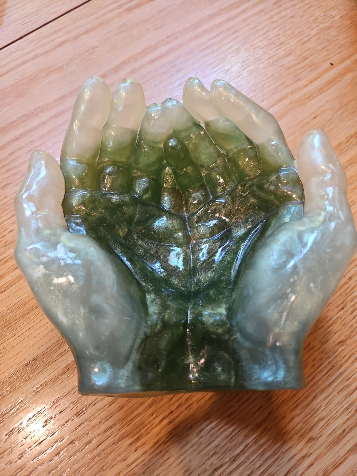 Vintage Green Iridescent Resin Hands