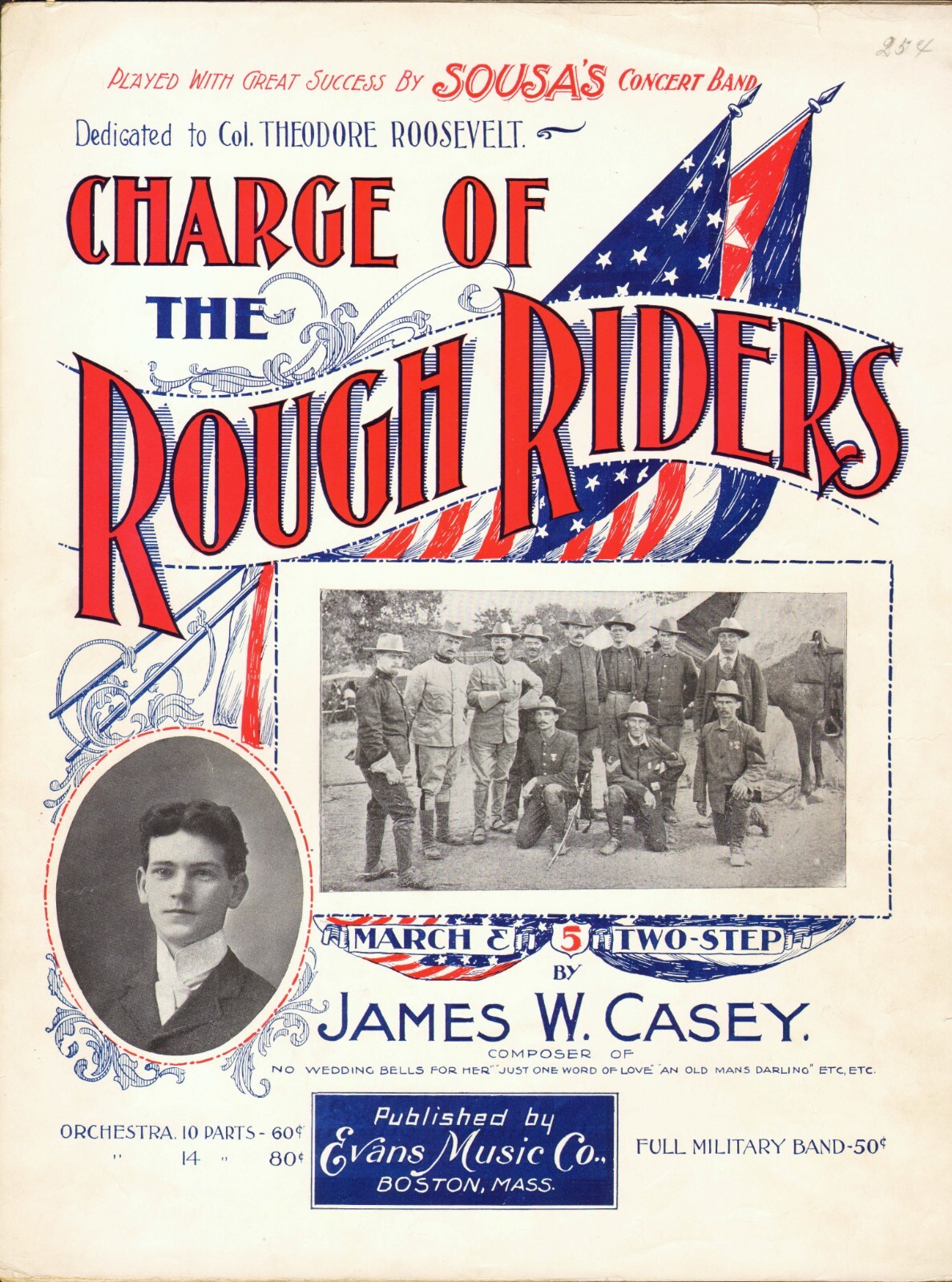 Charge Of The ROUGH RIDERS 1898 Teddy Roosevelt Photo Cover Sheet Music 