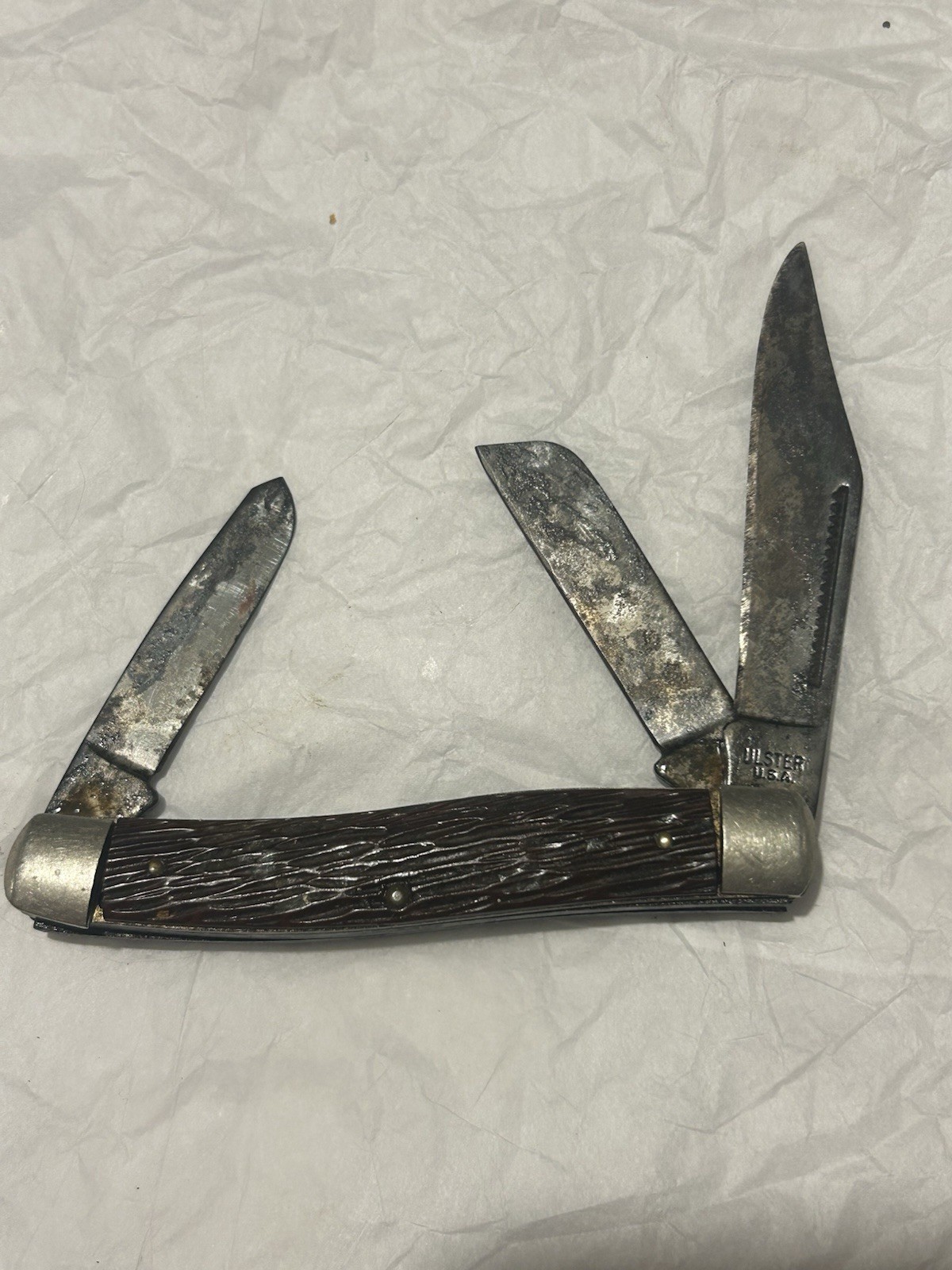 Vintage Ulster Knife Co 3-Blade Stockman Pocket Knife USA