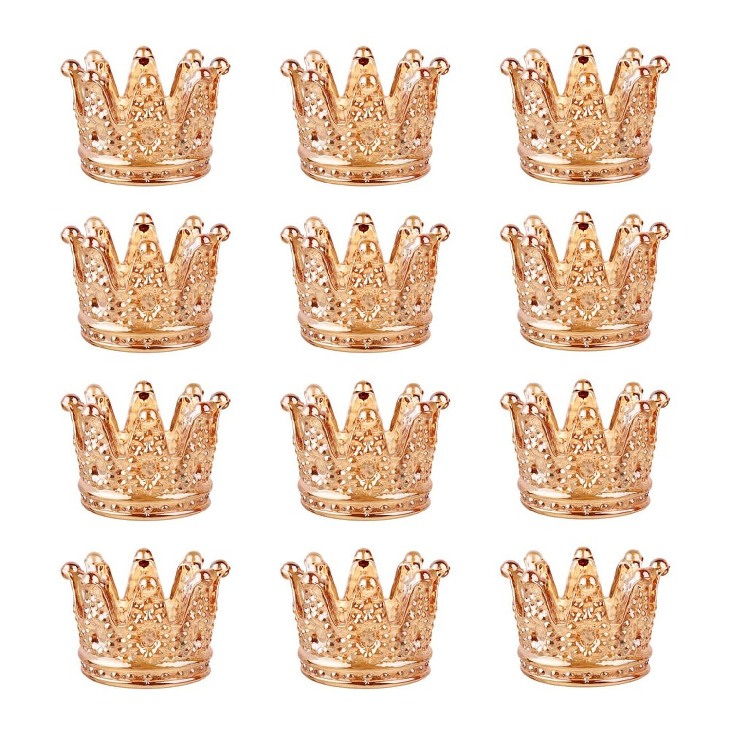 Set of 12 Crown Glass Tealight Candle Holder,Votive Candle Holders for Weddin... Set of 12 Crown Glass Tealight Candle Holder,Votive Candle Holders for Weddin...