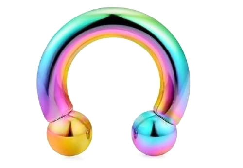 1 8g 1/2 Rainbow horseshoe PVD 316L Surgical Steel Piecing Barbell Scrotum Ring