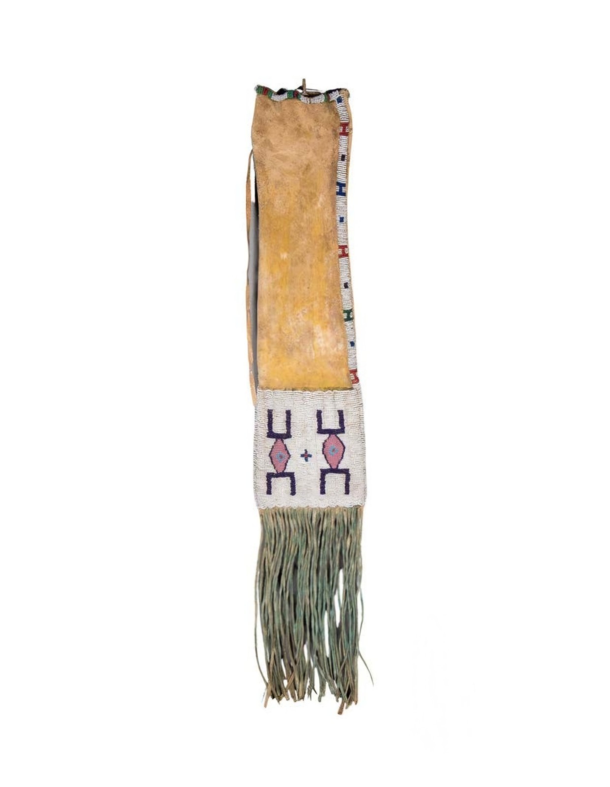 Native American Style Long Pipe Bag Beaded Sioux Handmade Fringe Tobacco Pouch
