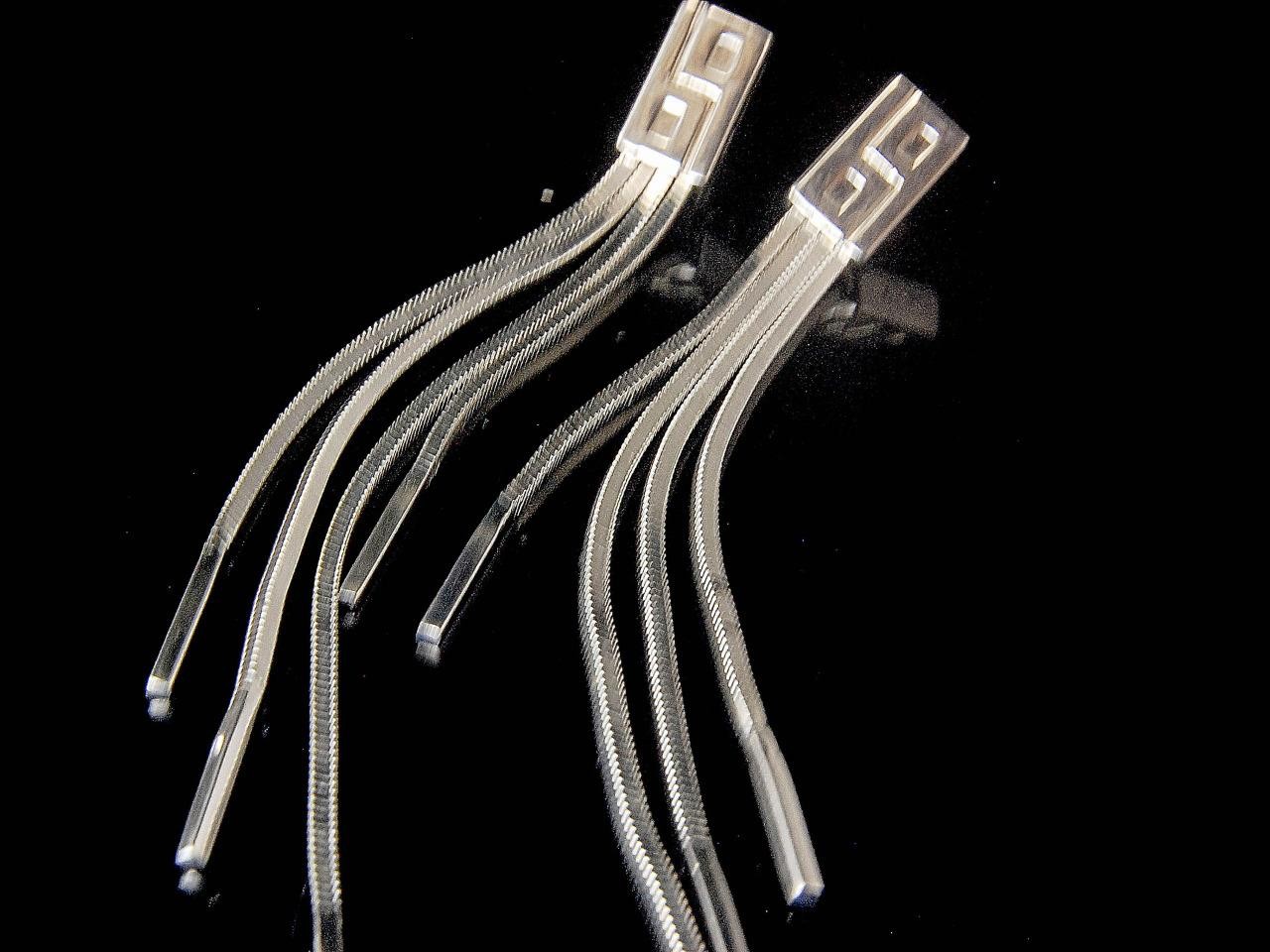 VINTAGE MODERNIST MINIMALIST ITALIAN 925 STERLING CHAIN TASSEL DANGLE EARRINGS