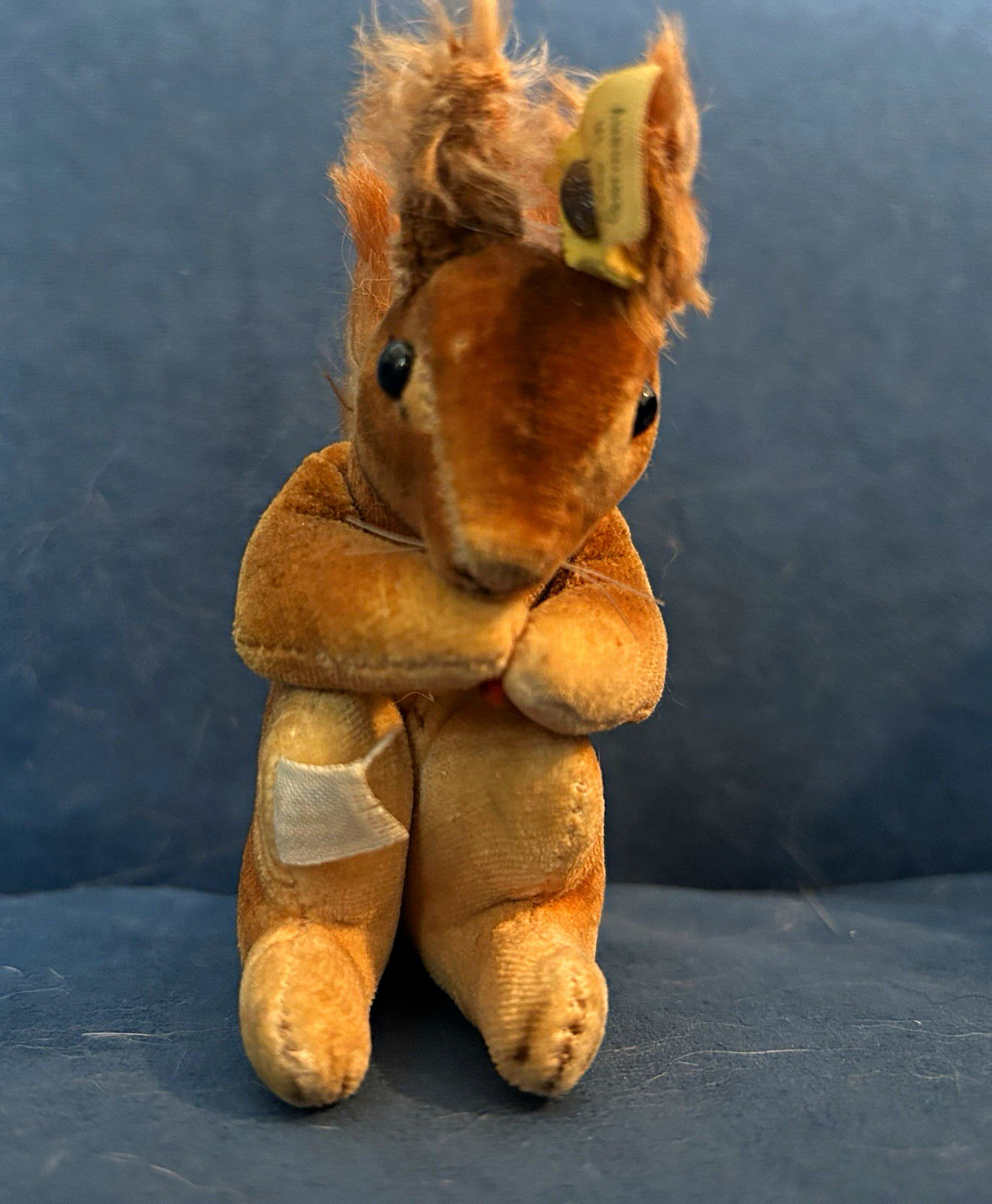 Steiff 4410 Vintage Brown Velvet & Mohair Stuffed Squirrel Plush, 1949-1956, 5”